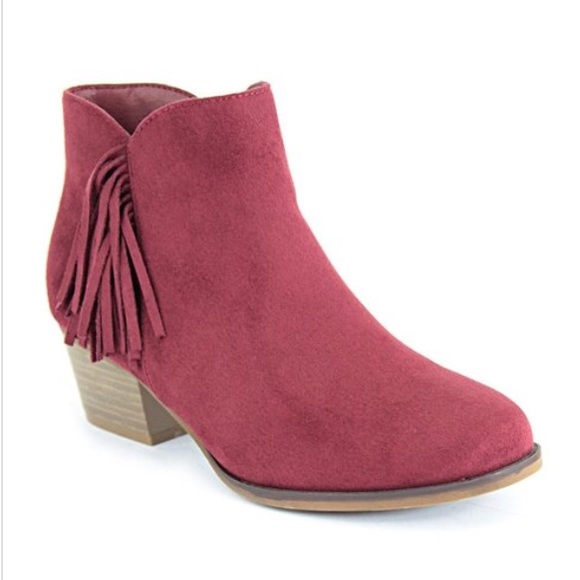 Burgundy Suede Fringe Bootie (price firm) - Picture 2 of 2
